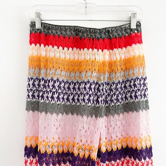 MISSONI Metallic Crochet Knit High-rise Maxi Skirt In Multicolored Slit Coverup - Picture 9 of 15